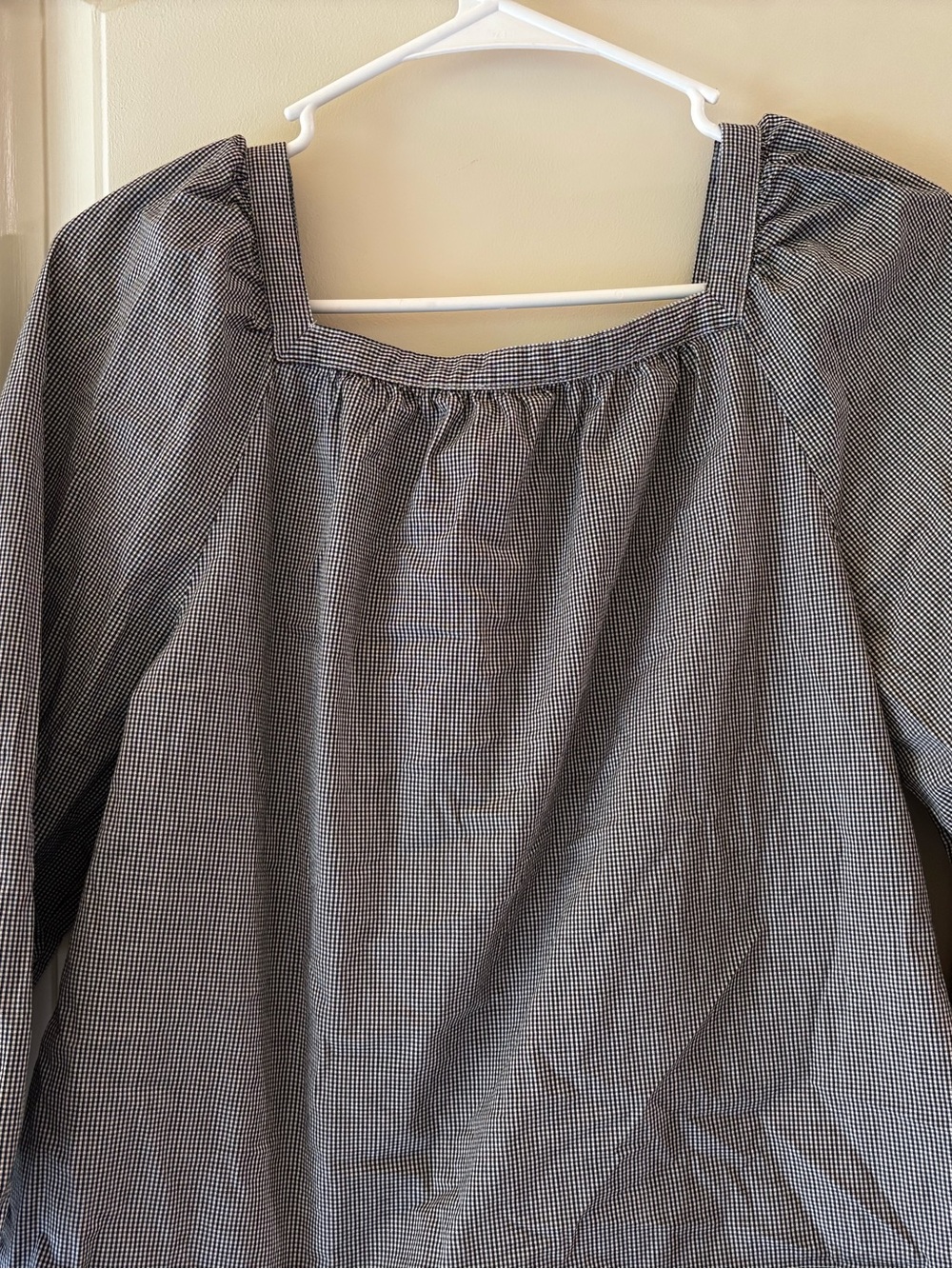 J. Crew Black and White Gingham Square-Neck Blouse Size Small - Picture 3 of 4